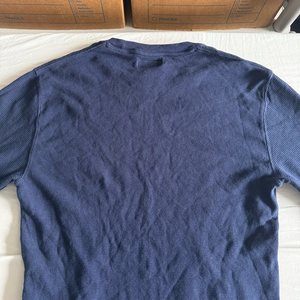 Polo Ralph Lauren Waffle Knit Thermal‎ Mens Medium Blue Embroidered Bear Logo
